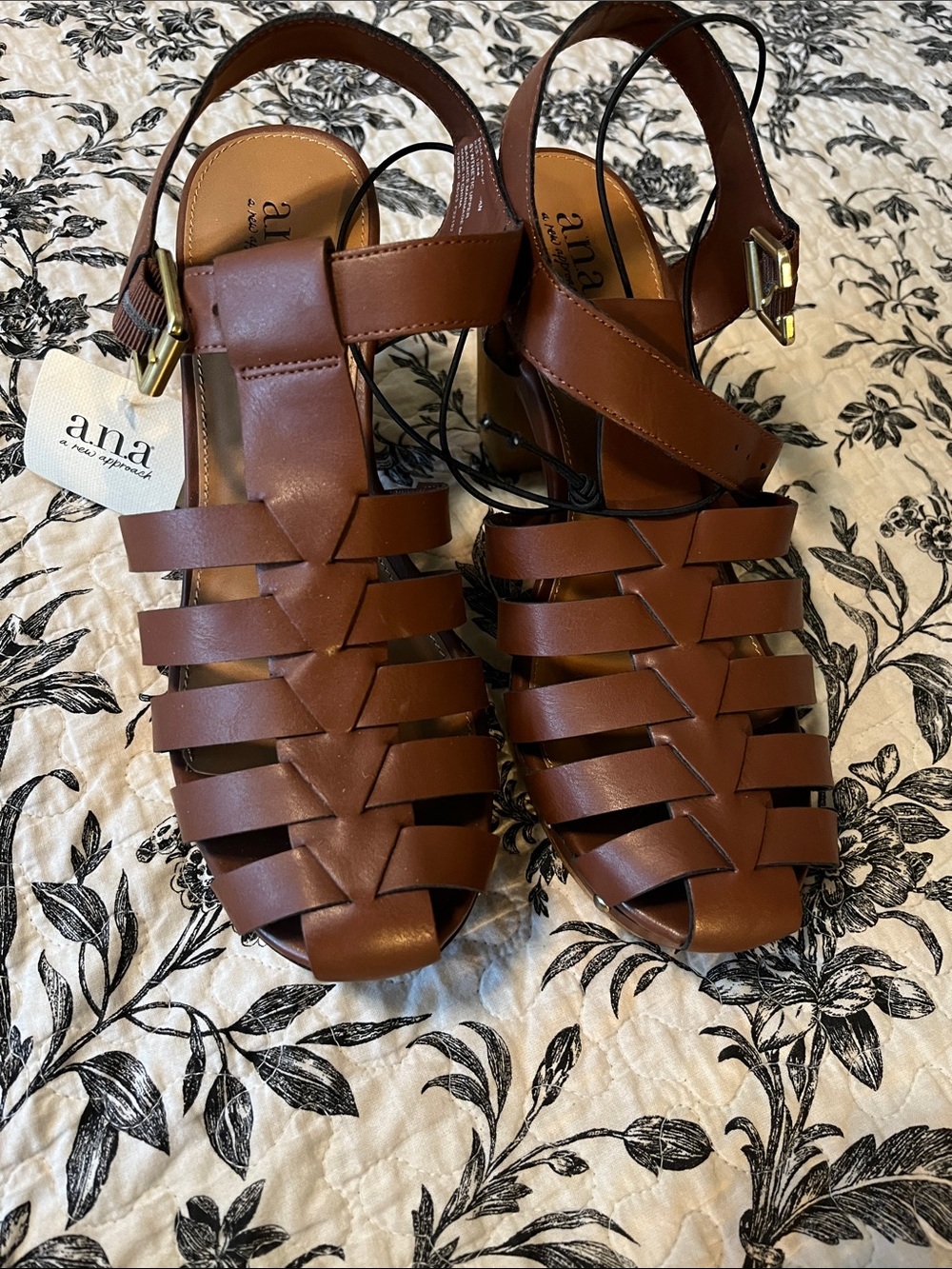 a.n.a Cognac Braided Strappy Sandals for Women